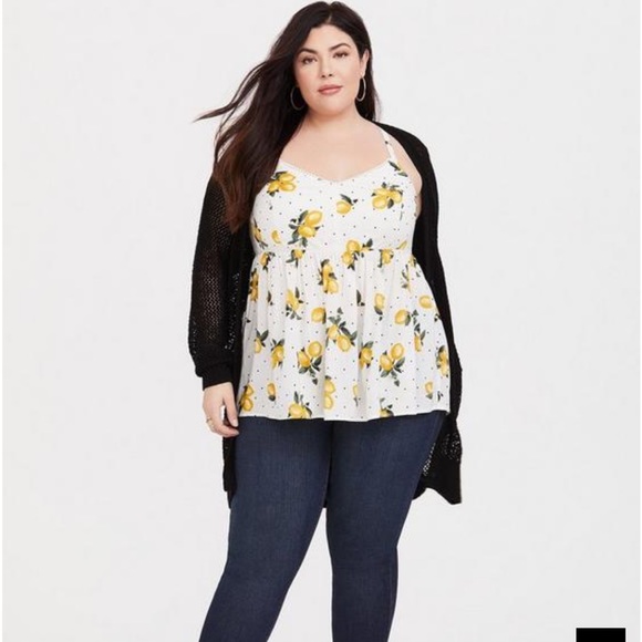 Torrid Peplum Stretch Lace Lemon Cami - Picture 5 of 6